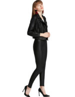 Everbellus Women Sexy Faux Leather Leggings with Pockets Skinny Leather Pants Black 5